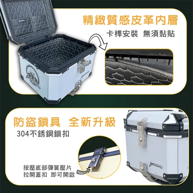 【Astutain】阿斯圖坦 45L 鋁箱四件組 鋁合金車尾箱 機車後箱 後備箱 機車置物箱 機車行李箱(多色任選)