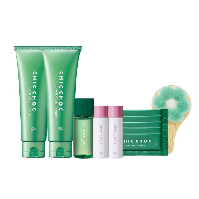 CHIC CHOC 植萃舒活洗顏皂霜清爽潔淨組，日本專櫃公司貨，適合各種肌膚使用。產品包含125gx2+30mL+15mLx2+1gx5，潔淨臉部與眼部，溫和不刺激，提供舒活清透的洗臉體驗。