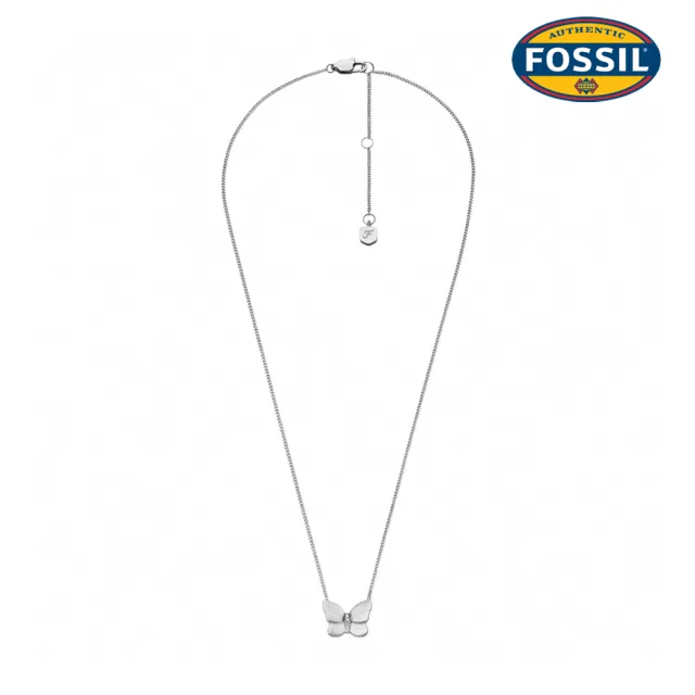 【FOSSIL】Sutton 銀翼流光項鍊耳環禮盒組-銀色 JF04935SET