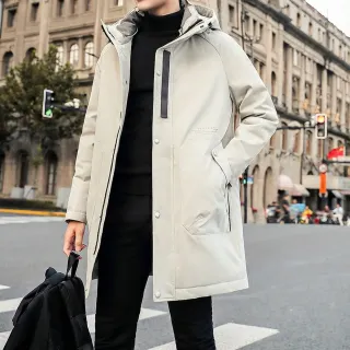 【巴黎精品】限時搶購 真羽絨90%白鴨絨羽絨外套羽絨衣夾克(保暖中長加厚羽絨衣男外套2色a1is86 5Q)