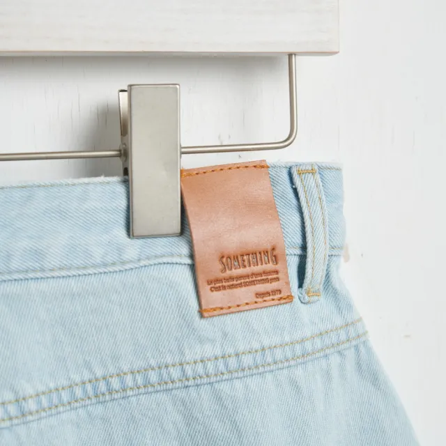 【SOMETHING】女裝 萊賽爾貼袋寬直筒褲(漂淺藍)