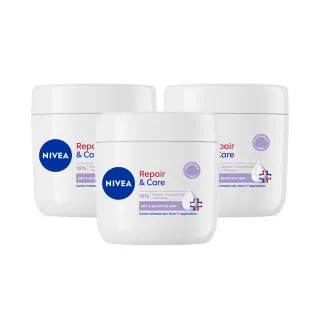 【NIVEA 妮維雅】新品上市★極潤低敏修護乳霜-無香版400mlx3入(舒緩乾癢/臉部身體乳霜/敏感肌)