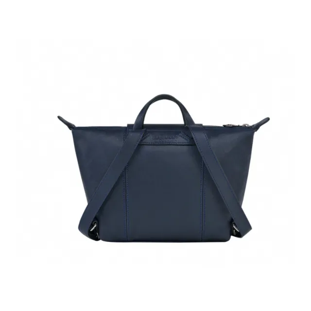 【LONGCHAMP】Le Pliage Cuir 經典壓紋後背包 深藍色 (10150757556)