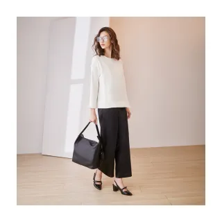 【Le Polka】光澤感緞面寬褲-女