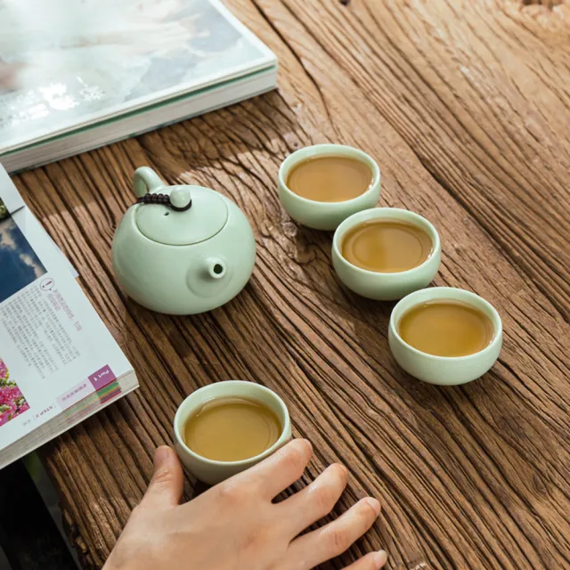 【LIFE SHOP】汝窯旅行茶具套組 / 附收納盒(泡茶杯 旅行泡茶 茶杯 泡茶馬克杯 茶器套裝組)