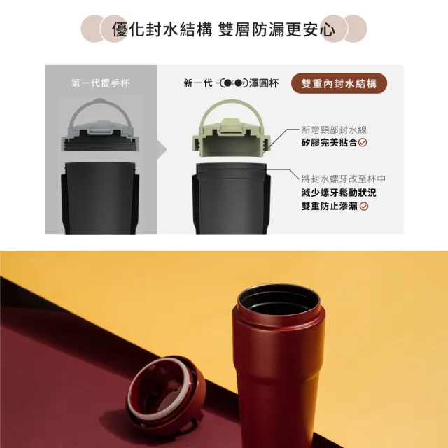 【WOKY 沃廚】2入 渾圓杯 鈦陶瓷款770ml-附彈跳跟矽膠吸管(隨行杯/吸管杯/飲料杯/保溫杯/保溫瓶)