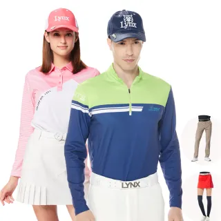 【Lynx Golf】年貨大街！男女合身版保暖吸排立領長袖高爾夫球衫/平口休閒長褲/運動短裙(山貓男女多款任選)