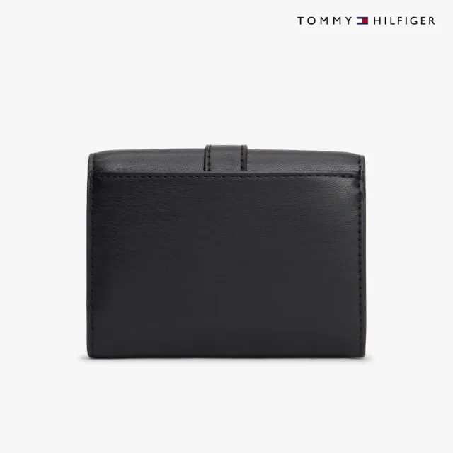 【TOMMY HILFIGER】官方旗艦館Heritage 中號翻蓋對摺式錢包_黑色