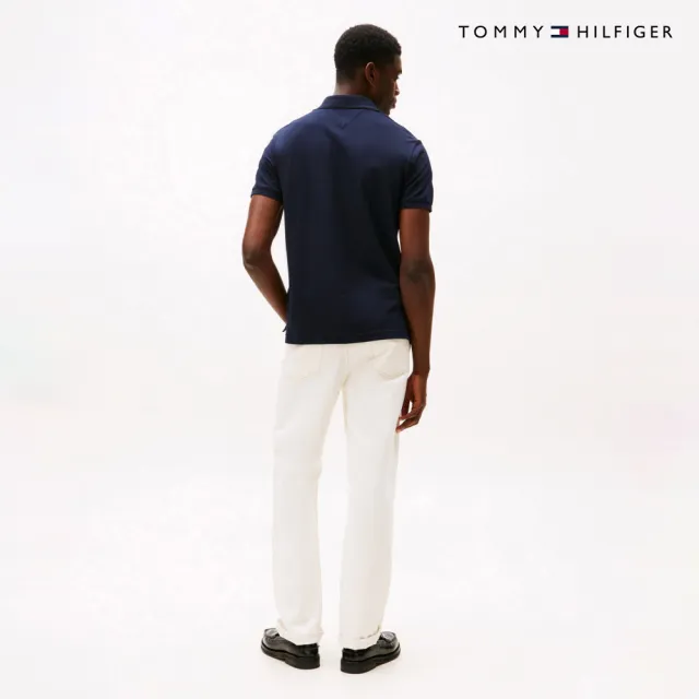 【TOMMY HILFIGER】官方旗艦館Hilfiger 胸前拼接常規版型 Polo 衫_藍色