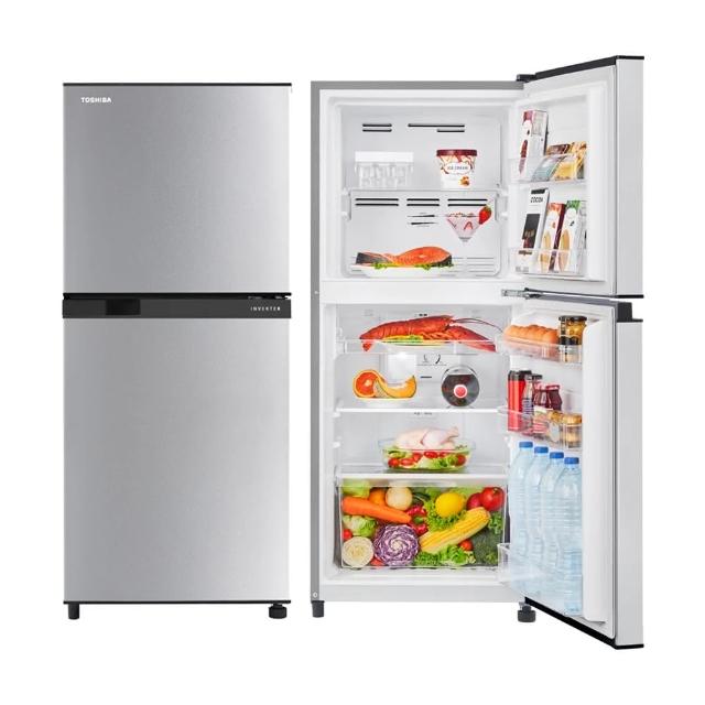 TOSHIBA東芝 GR-B22TP 雙門上下門冰箱，銀色時尚外觀，容量151L適合小家庭使用。右開定頻設計，具1級能效省電表現。全機保固1年，壓縮機特別延長至10年保固，品質可靠，日常儲鮮更安心。