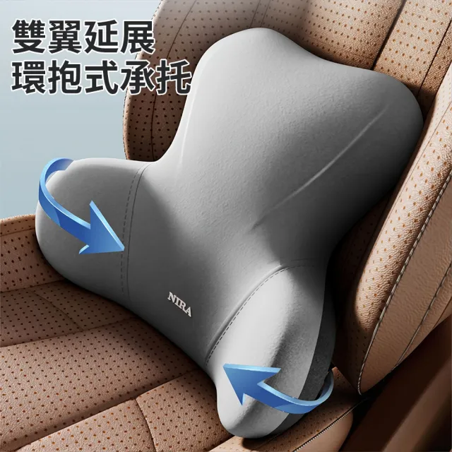 【KEYIE】汽車頭枕腰靠套組 記憶棉護腰枕 車用頸枕 頭枕 座椅靠墊 護腰墊(可拆洗布套)