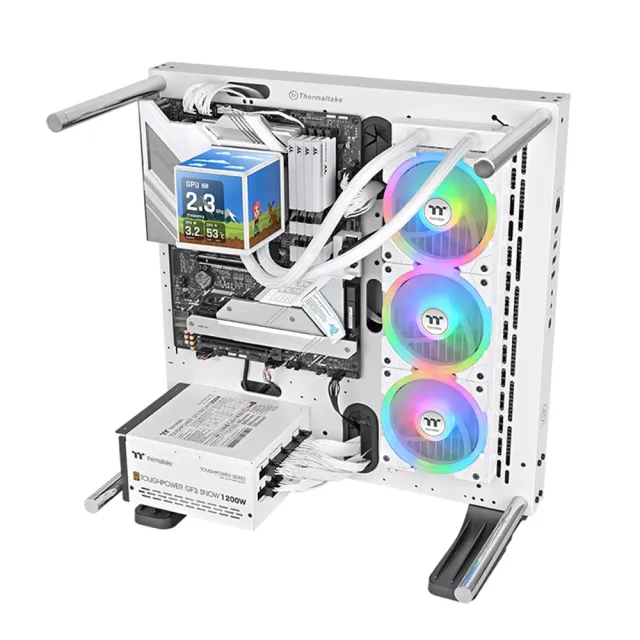 【Thermaltake 曜越】MINECUBE 360 Ultra ARGB Sync主板連動版一體式水冷散熱器 四片3.95”TFT LCD 組成