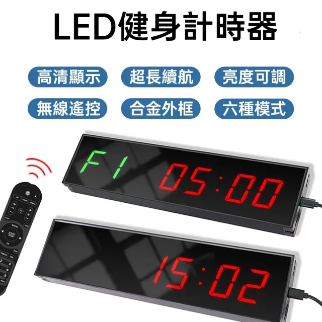 JinJiu津久 1.8寸計時器 LED健身計時器 充電計時器 運動訓練計時 六種訓練模式