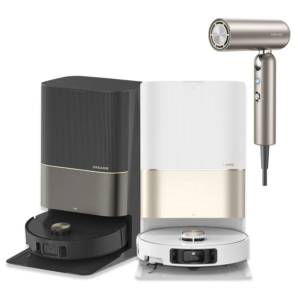 【Dreame 追覓科技】X50 Ultra 五重升降AI全能旗艦機皇+Pocket 魔術折疊高速吹風機 低壓版110V 鈦金色