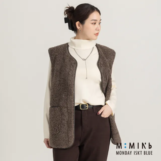 【M:MINb】高領寬鬆不勒脖針織上衣(米白/中大尺碼女裝/XL女裝/女裝/肉肉女穿搭/長袖/針織)