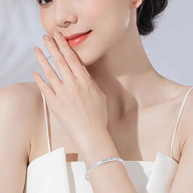 【桃花源創意工坊】碎冰冰足銀999純銀手鐲女手鐲無缺口輕奢精緻高級簡約手鍊
