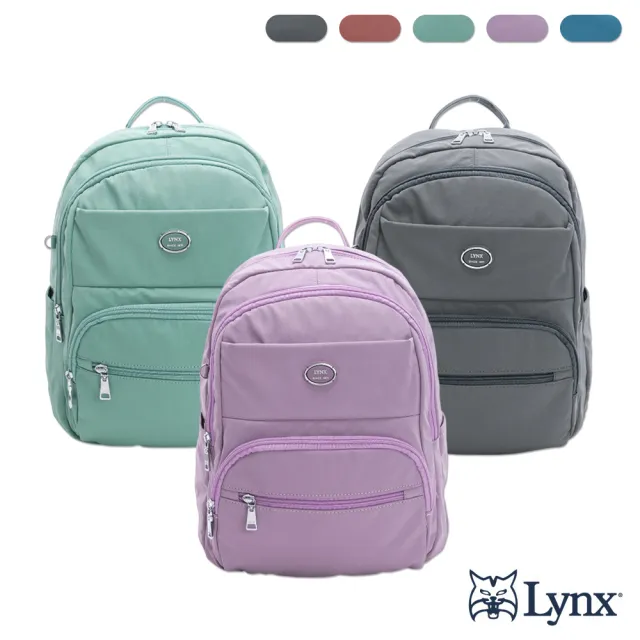 【Lynx】美國山貓防潑水尼龍布可插行李箱拉桿多功能後背包雙肩包(中) - 多色可選