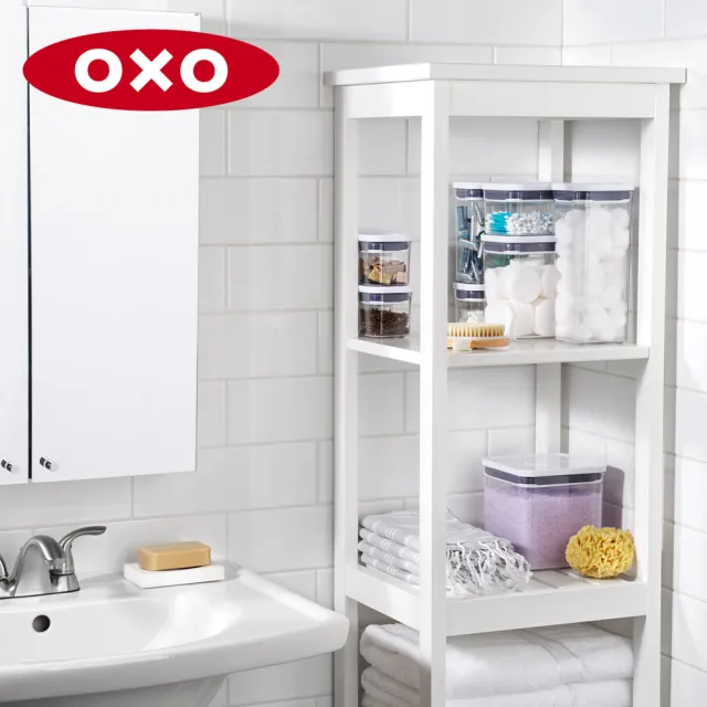 【OXO】POP 按壓密封收納保鮮盒-長方3件組(長方2.6L+1.6L+0.6L+含POP匙)