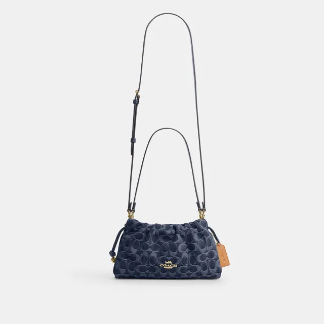 【COACH】蔻馳官方直營 FAYE 經典SIGNATURE丹寧布單肩手袋 單肩包 拉繩包 斜背包-2色任選(CDE45/CDB93)