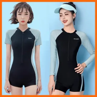 【希賽德】甜美顯瘦連身泳裝 連身泳衣 短袖水母衣 泳衣 女 連身泳裝 泡湯泳裝 溫泉泳衣 游泳衣(女泳衣連身)