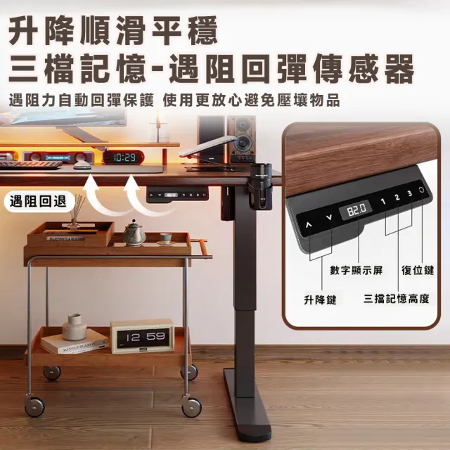【UVLED 鈺創合成】電動升降桌120CM-附抽屜/靜音電機(升降電腦桌 電競桌 辦公桌 書桌 電腦桌 工作桌 桌子)