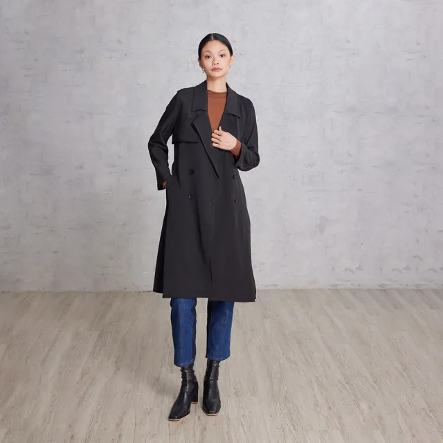 【giordano ladies】25FW 閃亮材質綁帶風衣(02375531)