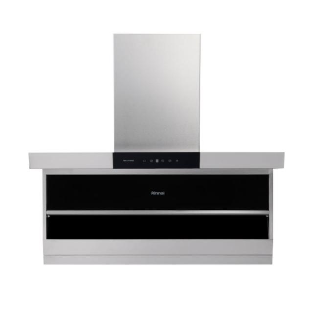 Rinnai 林內 RH-L9702D 斜背式抽油煙機,採用臺灣製造不鏽鋼材質,電子式按鍵操作,5段以上風量調整,尺寸895x802x410mm(不含風管罩),適用110V/60Hz電壓,1年保固,標準安裝,BSMI許可R51206。高效排煙,適合現代廚房,提升烹飪舒適度。 Rinnai林內牌 RH-L9702D