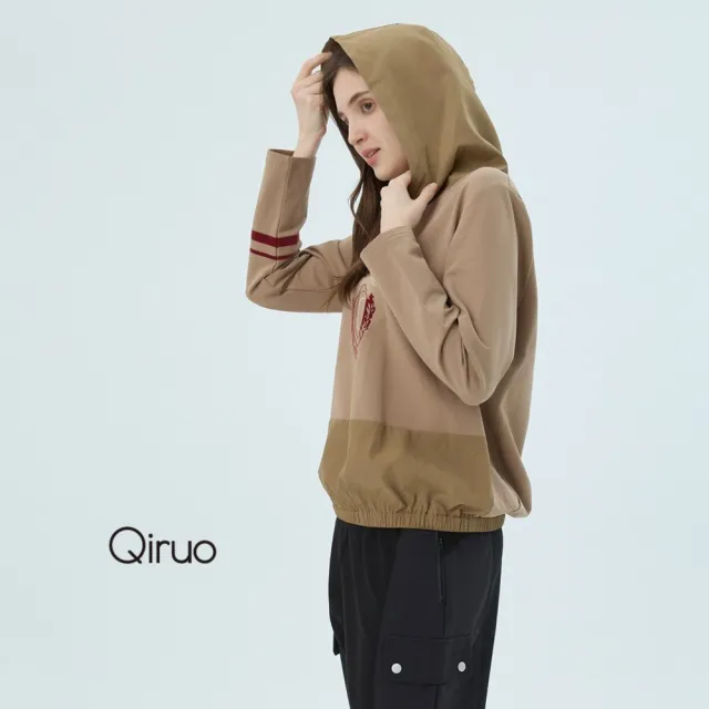 【Qiruo 奇若名品】中厚棉質 連帽大學T卡色長袖上衣7215A 