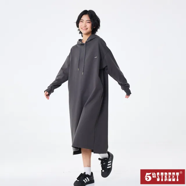 【5th STREET】女裝 洋裝 長版洋裝 帽T 深灰(560974)