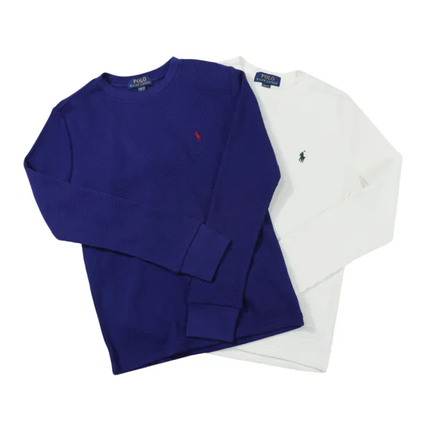 【RALPH LAUREN】華夫格 長T 薄長袖 青年版 繡標 純棉 細格紋 小馬 長袖 T恤 @1719EG3