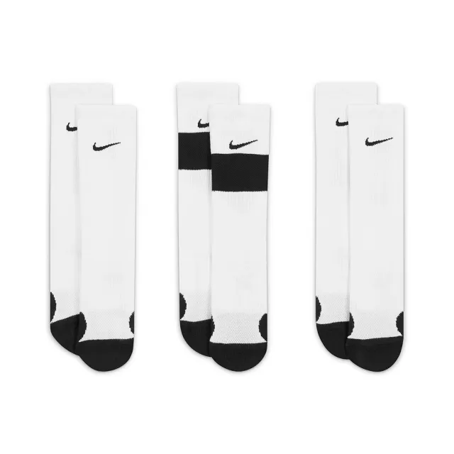 【NIKE 耐吉】襪子 童襪 中筒襪 運動襪 籃球襪 3雙組 Y NK ELITE CREW 3PR 144 白黑 CW6063-100