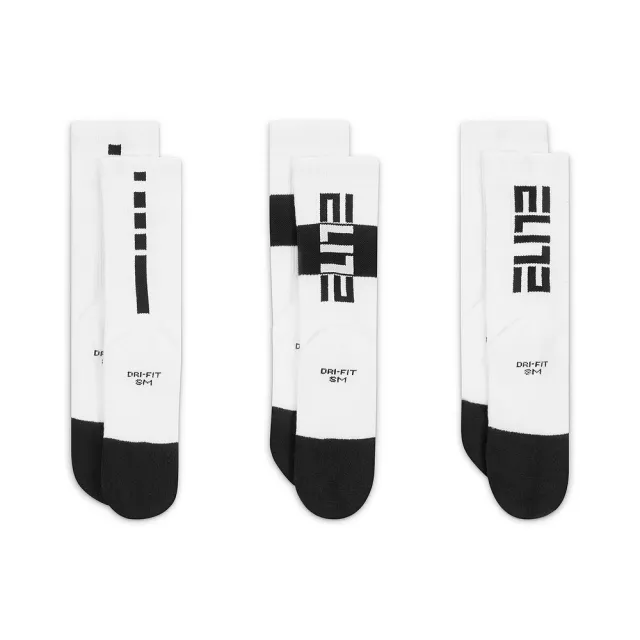 【NIKE 耐吉】襪子 童襪 中筒襪 運動襪 籃球襪 3雙組 Y NK ELITE CREW 3PR 144 白黑 CW6063-100