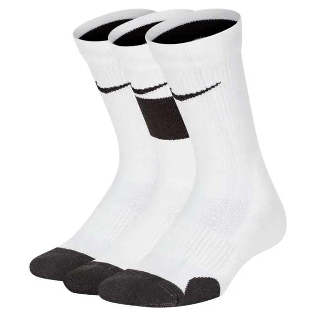 【NIKE 耐吉】襪子 童襪 中筒襪 運動襪 籃球襪 3雙組 Y NK ELITE CREW 3PR 144 白黑 CW6063-100