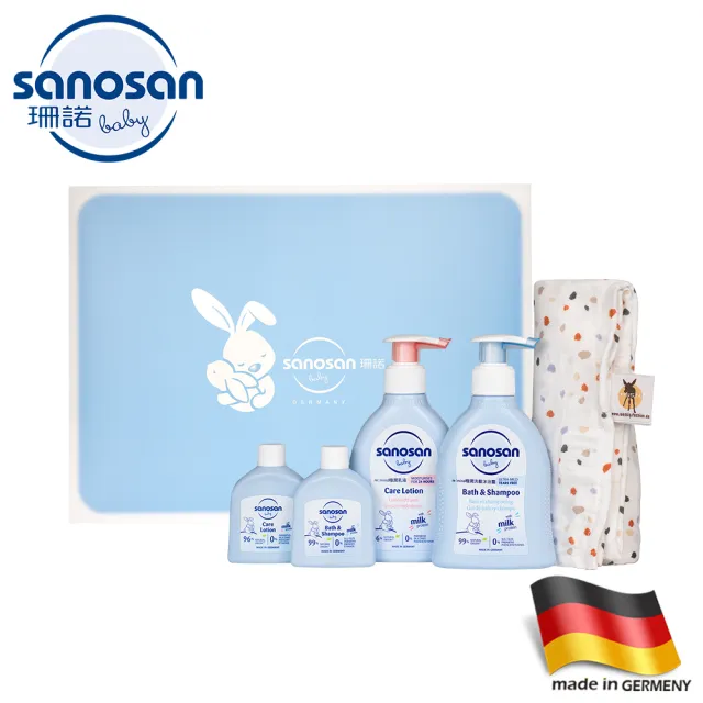 【sanosan】珊諾baby remind嬰兒包巾洗沐禮盒(彌月禮盒)