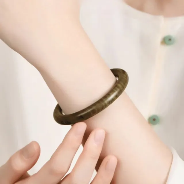 新中式天然綠檀木手鐲56mm(素面手鐲 手錬手環 母親節 送女友 情人節 生日禮物 新年 結婚)