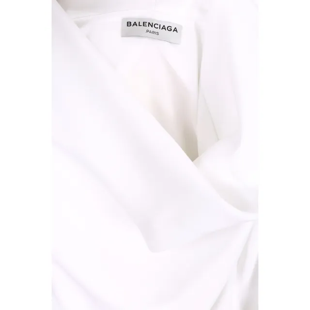 【Balenciaga 巴黎世家】白x粉色拼接垂領設計無袖上衣
