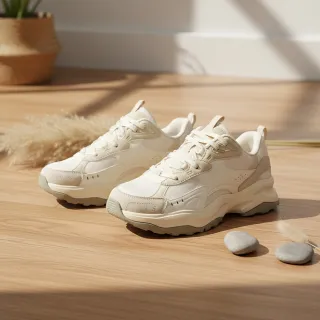 【FILA】WAVY BLOCK 中性麂皮運動鞋-米(4-C628Z-920)