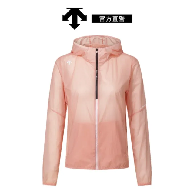 【DESCENTE】迪桑特 女士 極輕量跑步連帽防風外套(粉色)