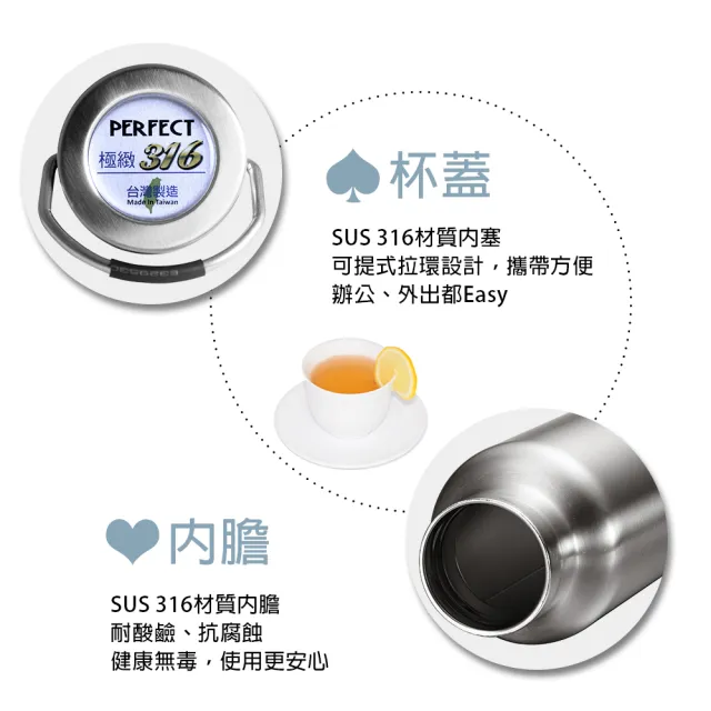 【PERFECT 理想】極緻316不鏽鋼保溫杯-750cc(台灣製造)