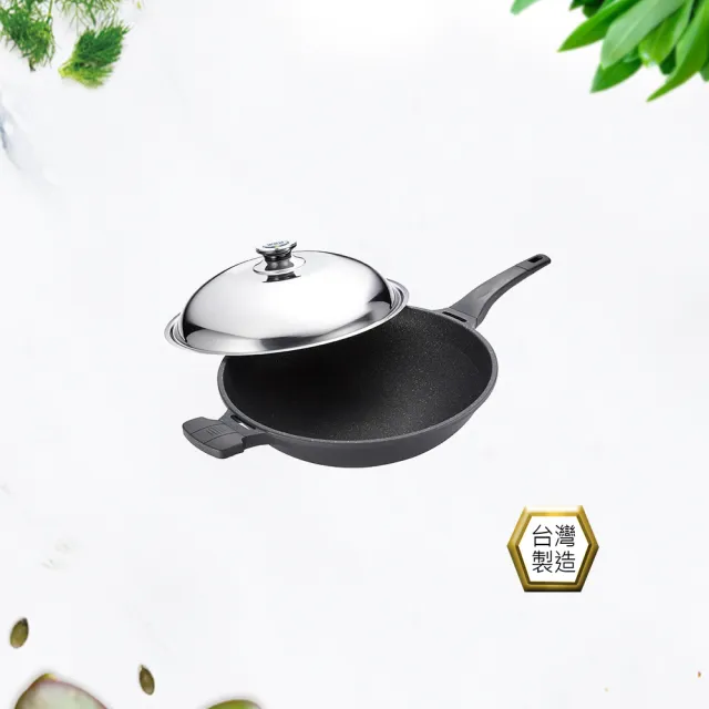 【PERFECT 理想】日式黑金鋼炒鍋-36cm單把附蓋(台灣製造)