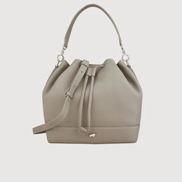 【BRAUN BUFFEL 德國小金牛】蓋蓓 大水桶包-黑色/麥色/杏色(BF874-32-BK/BRA/HM) 女包送禮推薦