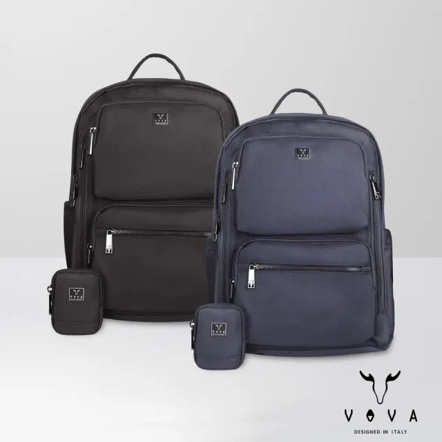 【VOVA 沃汎】守護者 單層後背包-黑色/藍色(VA128M007BK/NY) 男包送禮推薦