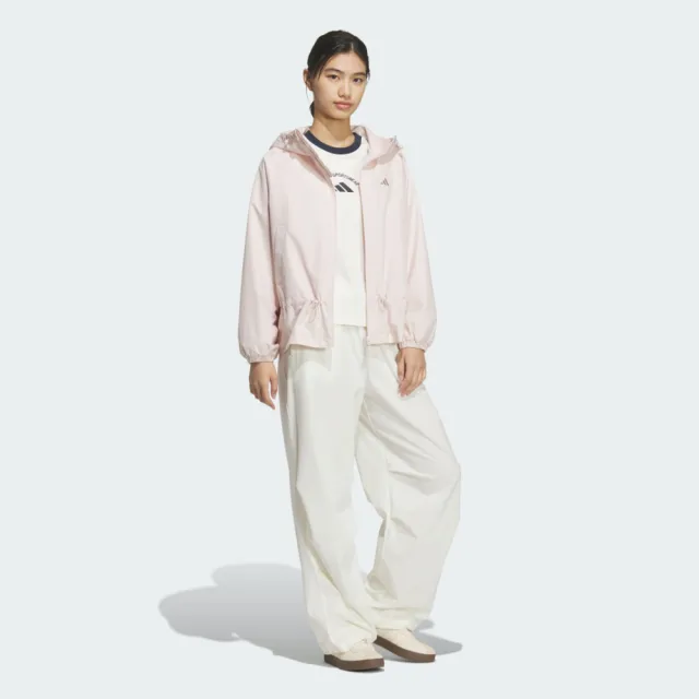 【adidas 愛迪達】Fav Wv Jkt 女 連帽外套 防潑水 刷毛 保暖 運動外套 防風 粉 亞版(KS2808)