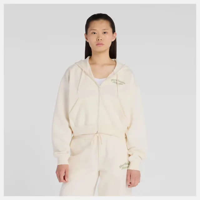 【NEW BALANCE】NB 外套 女 運動連帽外套 刷毛 美規 米白 WJ53509PEF(其他規格)