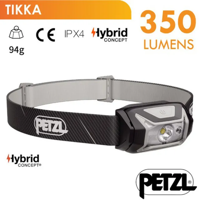 【PETZL】TIKKA 超輕量頭燈(350流明.IPX4防水防塵).LED頭燈.電子燈/ E061AB00 黑