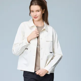 【JEEP】女裝 雙口袋襯衫型外套(白色)