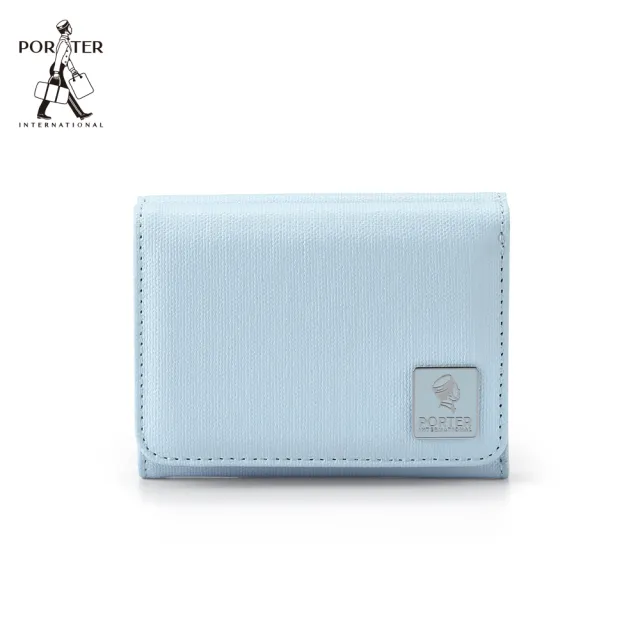 【PORTER INTERNATIONAL】復古品味MORI三折零錢短夾(輕霧藍)
