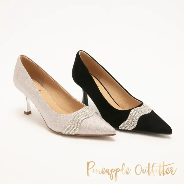 【Pineapple Outfitter】輕奢閃鑽尖頭高跟鞋GAWEL(絨黑色)
