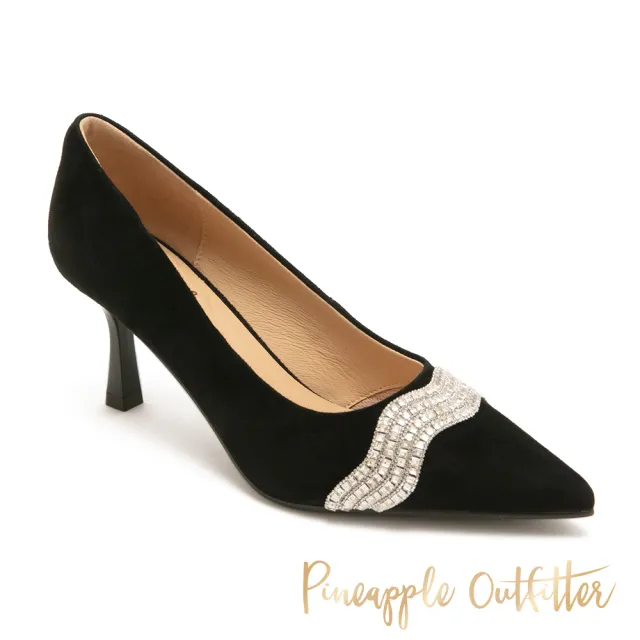 【Pineapple Outfitter】輕奢閃鑽尖頭高跟鞋GAWEL(絨黑色)