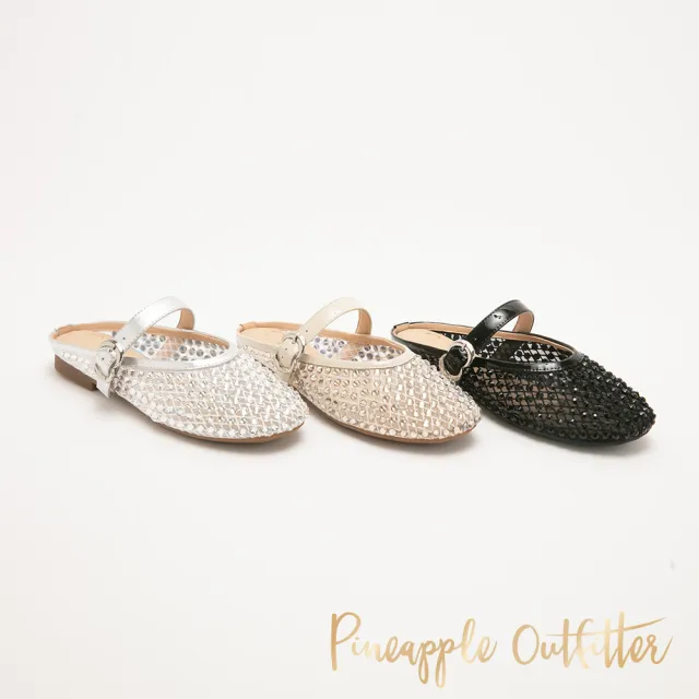 【Pineapple Outfitter】時髦滿鑽繫帶穆勒鞋RAPHA(銀色)